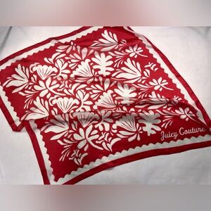 Juicy Couture Vibrant Red and White Patterned Scarf